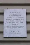 Plaque commémorative en marbre indiquant la naissance de Collins.