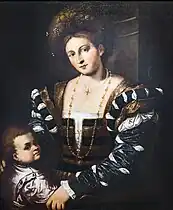 Demoiselle de qualité avec un enfant, Teatro Olimpico Vicence.