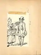Une femme attache une fleur sur le revers d'un gentleman.