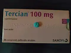 Boîte de Tercian 100&nbsp;mg (France)