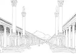 Reconstitution graphique du tétrakionion, Éphèse (Turquie).