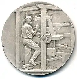 Union Syndicale des Tissus, Matières Textiles et Habillement, médaille en argent, 36&nbsp;mm, avers.