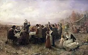 The First Thanksgiving at Plymouth, de Jennie Augusta Brownscombe (1914), Pilgrim Hall Museum, Plymouth, Massachusetts.