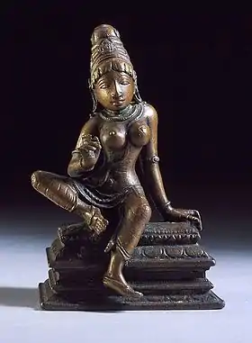 Parvati. Alliage de cuivre. Dynastie Chola, Tamil Nadu XIe&nbsp;siècle. LACMA
