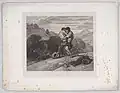 Les voleurs et l'âne (1849), lithographie d'après Decamps publiée dans L'Artiste.