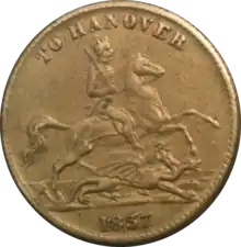 Représentation d'un homme à cheval sur un jeton.