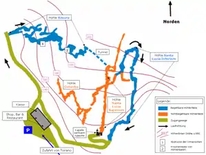 Plan général des grottes de Toirano.