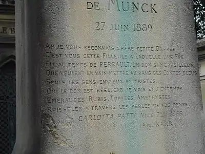 Poésie en hommage rédigée par le journaliste Alphonse Karr.