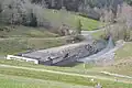 Le Trière sortant du lac de Montbel