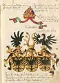 L'aigle impérial représenté avec une, deux et trois têtes&nbsp;(en) (d'après Conrad Grünenberg&nbsp;(en) (1483), copie de 1602-1604).