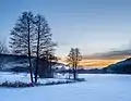 Crépuscule près de Truppach (Wiesent)&nbsp;(de) en suisse franconienne. Février 2019.
