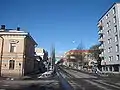 L'extrémité sud de Puistokatu vue de l'Aurajoki (Martinsilta).