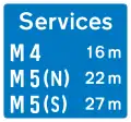 Distances jusqu'aux prochaines aires de services