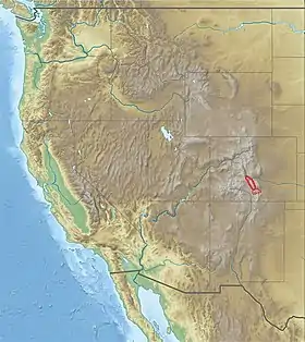 Carte de localisation du chaînon Sangre de Cristo et l'extension de la sierra Blanca.