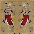 Tissu, Iran, milieu du XVIIe&nbsp;siècle, velours de soie broché de fils d'or (détail).