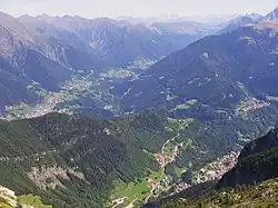 Vue du val Scalve depuis le Pizzo della Presolana.