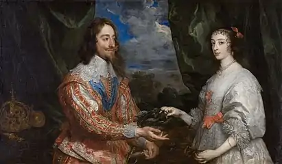 Portrait de Charles&nbsp;Ier d'Angleterre et de sa femme Henriette Marie, 1634.Musée de l'archidiocèse de Kroměříž,République tchèque.