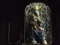 Statue en bois de la Vierge avec l'enfant Jésus sur ses genoux