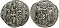 Grosso vénitien d’argent (Matapan) de Francesco Dandolo (vers 1328). La similarité iconographique avec le basilikon est évidente.