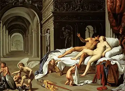Mars et Vénus (1600), huile sur cuivre, 40 × 55 cm, Madrid, musée Thyssen-Bornemisza.