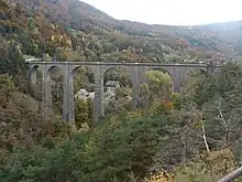 Le viaduc vu depuis la rive droite côté amont