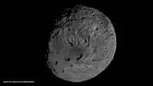 Le pôle Sud de Vesta, montrant l'extension du cratère Rheasilvia.