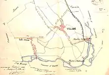 Plan d'une commune à la fin du XIXe&nbsp;siècle.