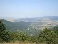 Vue de l'Ihtimanska Sredna Gora et du village de Makotsévo depuis le mont Opor.