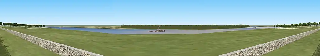 Schéma de la vue panoramique sur la Marne depuis la terrasse du château de Villefrix, XVIIIe.