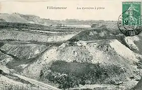 Une carrière de gypse à Villetaneuse, au début du XXe&nbsp;siècle.