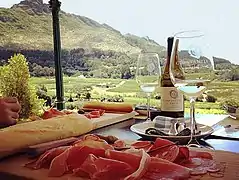 Cave vinicole de Constantia Glen (Afrique du Sud) et son restaurant.