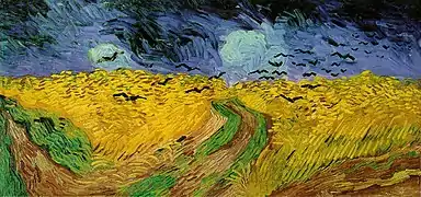 Champ de blé aux corbeaux, huile sur toile (50,5 × 100,5 cm), musée Van-Gogh.