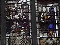 Détail du vitrail de la Viergeː la nativité de Marie