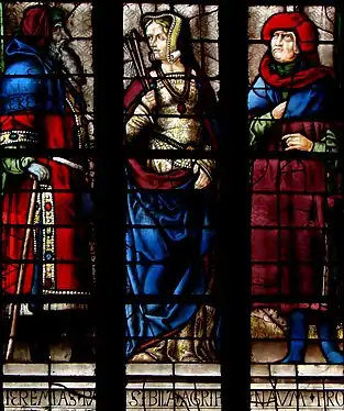 Arnaud de Moles, Sibylle Agrippine, Nahum, vitrail de la cathédrale d'Auch, 1507-1513.