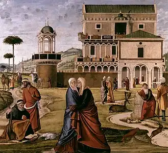 Visitation, 130&nbsp;×&nbsp;140&nbsp;cm, huile sur toile, Museo Correr, Venise.