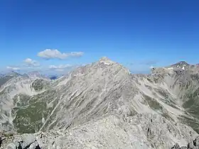 Vue depuis la Samspitze (en).