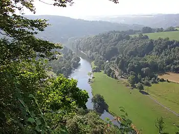Vue sur l'Ourthe depuis la Roche-aux-faucons.
