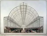 Charles-Frédéric Chassériau, Vue intérieure du projet d'un marché aux fleurs et aux fruits, quai aux Fleurs à Paris (1828), conservé au musée Carnavalet, Paris.