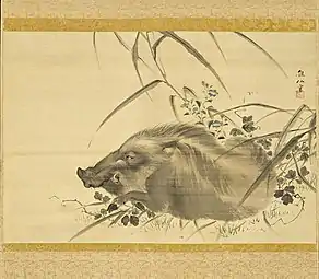 Sanglier au milieu de fleurs et d'herbes d'automne (ca. 1800)