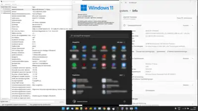 Capture d'écran de Windows 11 montrant la nouvelle barre des tâches et le nouveau menu démarrer.
