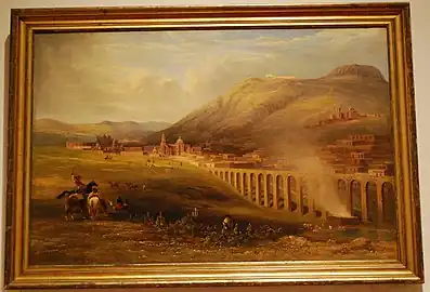 Daniel Thomas Egerton&nbsp;(en) (britannique), The aqueduct of Zacatecas, Mexico (1838, Franz Mayer Museum&nbsp;(en)).