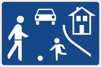 Panneau allemand signalant le début d'une zone de rencontre