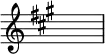 {\key a\major\override Staff.TimeSignature.stencil=##f \skip 1}\layout {indent = #0 line-width = #26 ragged-last = ##f}