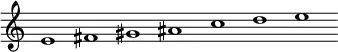 \new Staff = "haut" \with {\remove "Time_signature_engraver"}{
\cadenzaOn
\relative c' {e1 fis gis ais c d e}
}