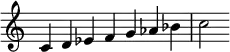 {
\override Score.TimeSignature #'stencil = ##f
\relative c' {
\clef treble \time 7/4
c4^\markup {} d es f g aes bes c2
}
}