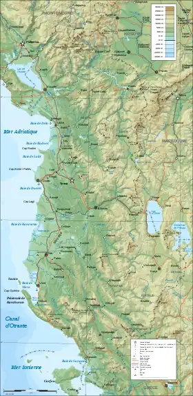 carte : Géographie de l'Albanie