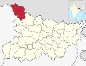 Localisation de District du Champaran occidentalपश्चिमी चंपारण ज़िला