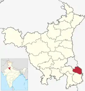 Localisation de District de Faridabadफरीदाबाद जिला
