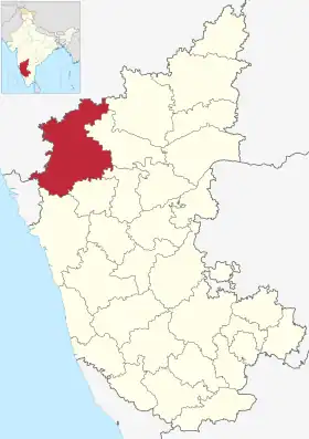 Localisation de District de Belgaumबेलगाम जिला