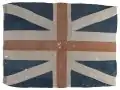 Union Flag (4 x 5,5&nbsp;m) hissé à bord du HMS&nbsp;Queen Charlotte lors de la bataille du 13 prairial an II. Comme beaucoup de drapeaux faits à la main, le design est imparfait. (National Maritime Museum)